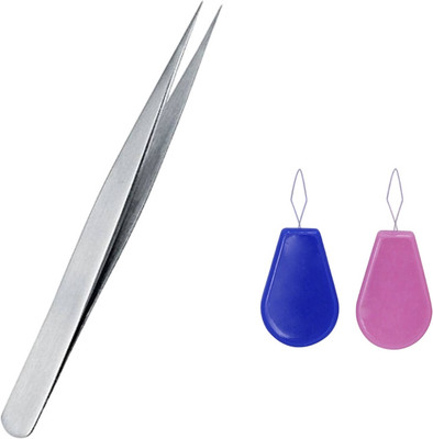 Kunfaya Combo Of 1 Tweezer + 2 New Needle Threader Sewing Kit