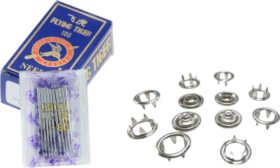 Kunfaya Combo Of 10 Machine Needle 16No. + 20 Pcs Snap Fastener Sewing Kit