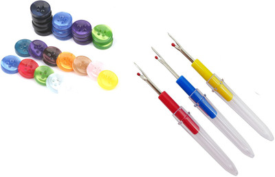 Crafts Haveli Tailoring Combo 2 Items Button Multi 20pc & Seam Ripper-3 Sewing Kit