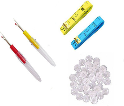 Crafts Haveli 3 Items Combo : 2 Seam Ripper, 2 Measuring Tape & 20 White Button Sewing Kit