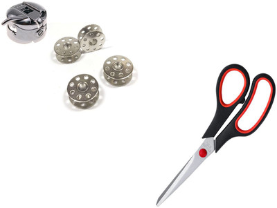 Crafts Haveli Combo 2 Items Bobbin 4Pc _ 1 Case & Scissor Sewing Kit