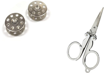 Kunfaya Tailoring Combo Of 2 Bobbins + 1 Folding Scissor Sewing Kit