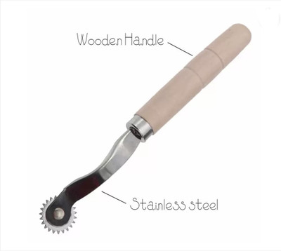 EASYSEW Stitch Marking Spacer, 2mm Needle Point Tracing Wheel with Wooden Handle Sewing Machine Base No(Wooden)