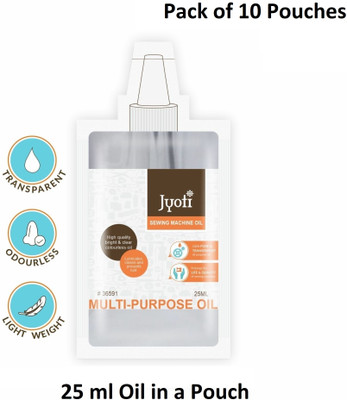 Jyoti Sewing Machine Oil - Water White (25 ml in a Pouch) - Pack of 10 Pouches 25 ml Sewing Machine Oil(Bottle)