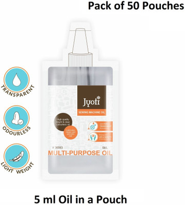 Jyoti Sewimg Machine Oil - Water White (5 ml in a Pouch) - Pack of 50 Pouches 250 ml Sewing Machine Oil(Bottle)