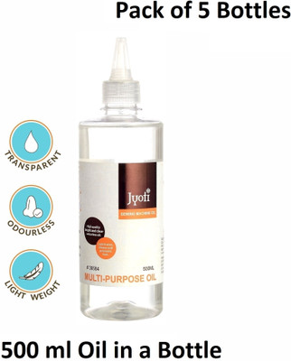 Jyoti Sewimg Machine Oil - Water White (500 ml) - Pack of 5 Bottles 5000 ml Sewing Machine Oil(Bottle)