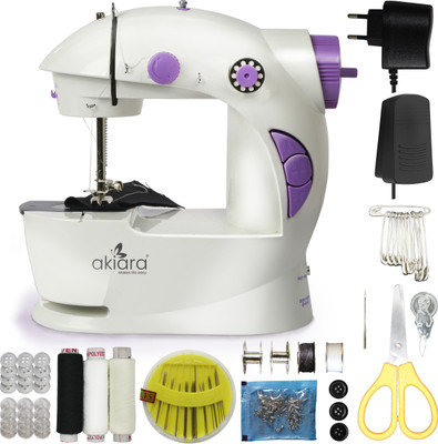akiara Mini Sewing Machine for Home Tailoring use | Mini Silai Machine | Mini Stitching with Mini Sewing Kit and Thread Scissors, Needle All in One Sewing Accessories Electric Sewing Machine( Built-in Stitches 6)