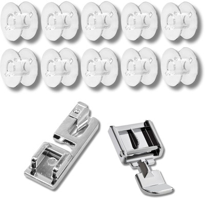 ZENITH Bobbins, Pico Hemming & Zipper Foot Combo for Automatic Sewing Machines Pico Hemming & Zipper Foot with Low Shank(Pack of 2)