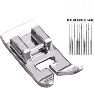 SSS Free Flying tiger Embroidery Machine Needles (DB 14) Round Head Pack of 10 pcs With Zig Zag, Straight Stitch Presser Foot Will Fit Domestic Sewing Machines with Snap-On(Pack of 1)