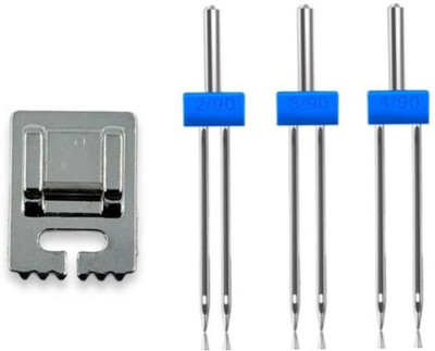 ZENITH Twin Needles and Pintuck Pressure Foot Combo for Automatic Sewing Machines PINTUCK with Low Shank(Pack of 1)