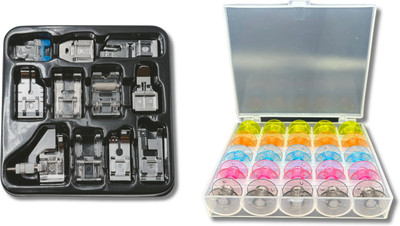 ZENITH Presser Foot 11PC Sewing Machine Kit with 25 Multicolor Bobbin Set sewing machine with Snap-On(Pack of 11)