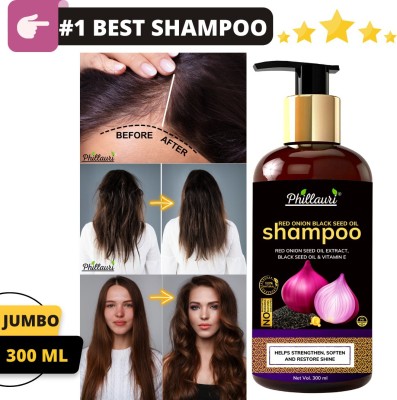 Phillauri Red Onion Black Seed Oil Strong, Smooth and Silky, Anti Dandruff Shampoo  (300 ml)