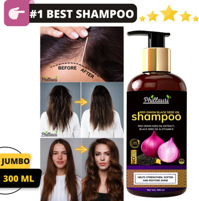 Phillauri Red Onion Black Seed Oil Strong, Smooth and Silky, Anti Dandruff Shampoo (300 ml)