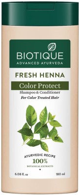 BIOTIQUE Fresh Henna Color Protect Shampoo & Conditioner for Color Treated Hair, 180ml(180 ml)