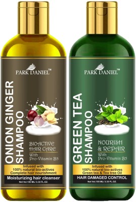 PARK DANIEL Premium Onion Ginger & Green Tea Shampoo Combo Pack Of 2 bottle of 100 ml(200 ml)(200 ml)