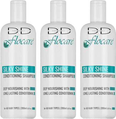 transrepair FLOCARE SILKY SHINE CONDITIONING SHAMPOO FOR NOURISHING HAIRS PACK OF 200ml x 3(600 ml)
