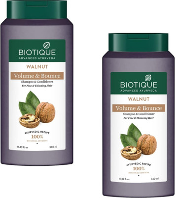 BIOTIQUE Walnut Volume & Bounce Shampoo - 340ml (Pack of 2)(680 ml)