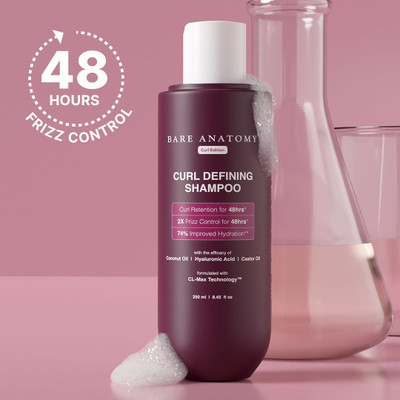 BARE ANATOMY Curl Defining Shampoo | Curl Retention & 2X Frizz Protection For 48 Hours(250 ml)