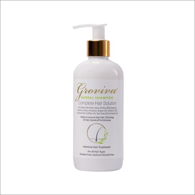 Groviva Herbal Shampoo 300 ml Reduces | Reduces Hair Fall, Dandruff & Tangled Hair(300 ml)