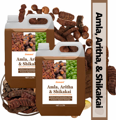 Sonavi Shikakai & Amla Anti Hair Fall Shampoo with Conditioner for Reducing Hair Loss(2 L)