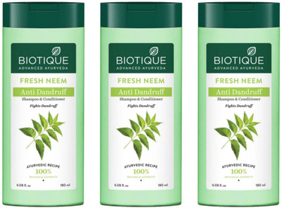 BIOTIQUE Fresh Neem Anti Dandruff Shampoo 180 ML (Pack Of 3)(540 ml)