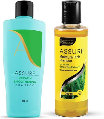 ASSURE Keratin Smoothening Shampoo 150ml & Moisture Rich Shampoo 200ml(350 ml)