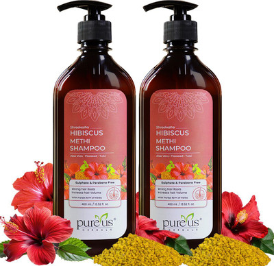 Pureus Herbals Shreekesha Hibiscus Methi Herbal Shampoo Sulphate & Paraben Free(800 ml)
