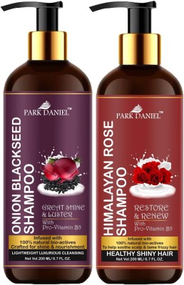 PARK DANIEL Premium Onion Blackseed Shampoo & Rose Shampoo Combo Pack Of 2 bottle of 200 ml(400 ml)(400 ml)