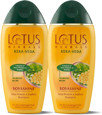 LOTUS HERBALS Kera-veda Soyashine Soya Protein & Brahmi Shampoo_ 200 ml ( Pack Of 2 )(400 ml)