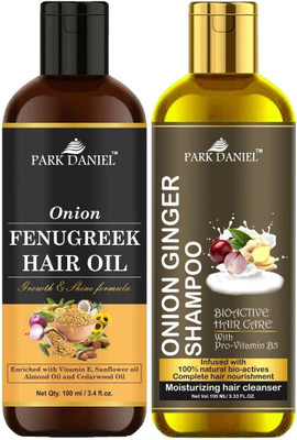 PARK DANIEL Fenugreek Oil & Onion Ginger Shampoo Combo Pack Of 2 bottle of 100 ml(200 ml)(200 ml)