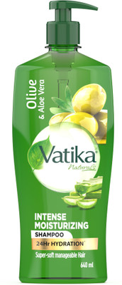 DABUR VATIKA Intense Moisturising Shampoo | Olive & Aloe Vera, No Parabens/Silciones (640 ml)