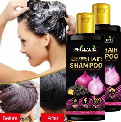 Phillauri Onion & Black Seed Shampoo with Vitamin E - Helps control hair fall(200 ml)
