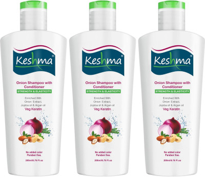 KESHMA Onion Shampoo With Conditioner (Pack Of 3 x 200ml)(600 ml)