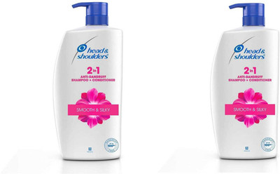 HEAD & SHOULDERS 2-in-1 Smooth & Silky Anti Dandruff Shampoo and Conditioner (Pack of 2) (1 L)