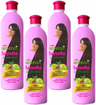MEGHDOOT Ayurvedic Satreetha Shampoo for Dandruff and Scalp Acne 400ml Each Pack of 4(1600 ml)
