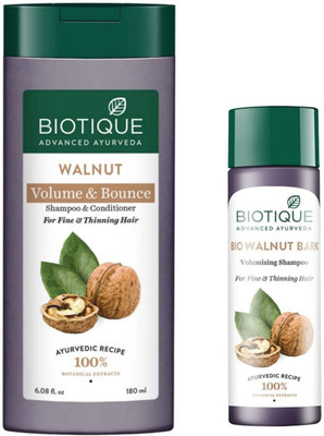 BIOTIQUE Shampoo - Walnut Volume & Bounce 180ml & 120ml (Pack of 2)(300 ml)