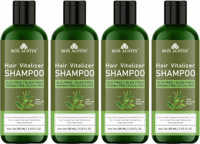 Bon Austin Hair Vitalizer Shampoo with Green Tea Extract for Stronger Hair Pack 4 100ML(400 ml)