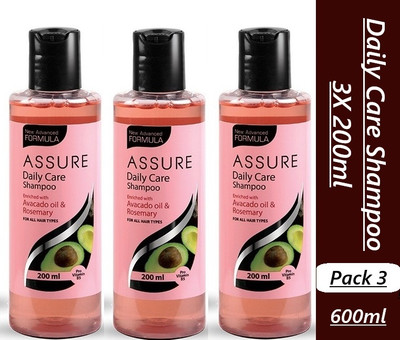 ASSURE Daily Care Shampoo, Enriched With Avocado& Rosemary Pack 3..(600 ml)