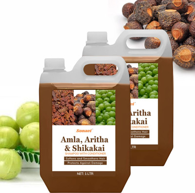 Sonavi Shikakai Shampoo with Conditioner for Anti Hairfall and Anti-Dandruff Control(2 L)