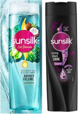 SUNSILK Stunning Black Shine Shampoo 168ml + coconut shampoo 168mls(336 ml)