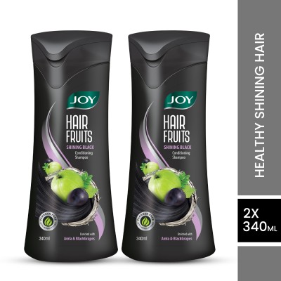 Joy Hair Fruits Shining Black Conditioning Shampoo (Pack of 2 x 340 ml)(680 ml)