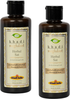 MEGHDOOT Khadi Herbal Sat for Dry & Damaged Scalp with Aloevera & Neem 210ML(420 ml)