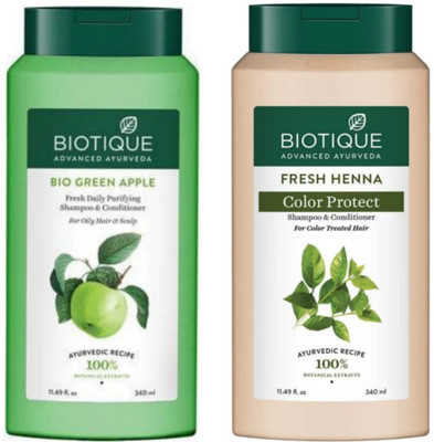 BIOTIQUE Fresh Heena & Green Apple Shampoo 340Ml (Set 2)(680 ml)