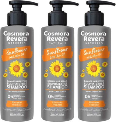 COSMORA REVERA SUN FLOWER SHAMPOO FOR ELIMINATES & FRIZZENESS GROW HAIR PACK OF 3(600 ml)