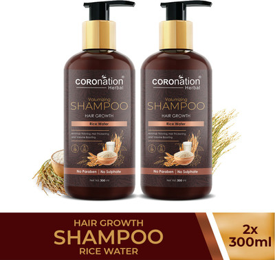 COROnation Herbal Volumizing Rice Water Shampoo - Pack of 2(600 ml)