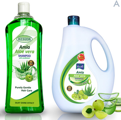 KESUDA smooth and silky Aloevera Amla Shampoo combo can and Bottol (1L+1L)(2 L)
