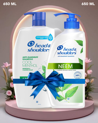 Head and Shoulders Cool Menthol-650 ML OR Neem, Anti Dandruff Shampoo-650ML(1300 ml)