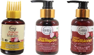Green Grocer 100ml-Onion Shampoo, Onion Conditioner and Onion Oil Pack of 3 (100mlx3)(300 ml)