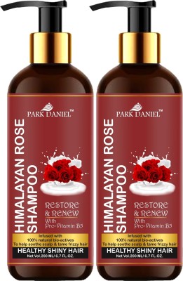 PARK DANIEL Premium Rose Shampoo -For Healthy and Shiny Hair Combo Pack 2 Bottle of 200 ml(400 ml)(400 ml)