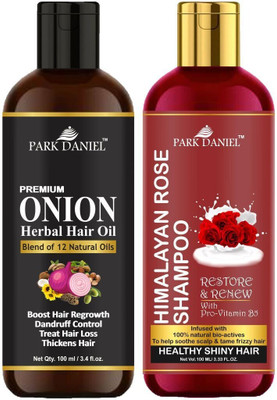 PARK DANIEL Onion Oil & Rose Shampoo Combo Pack Of 2 bottle of 100 ml(200 ml)(200 ml)
